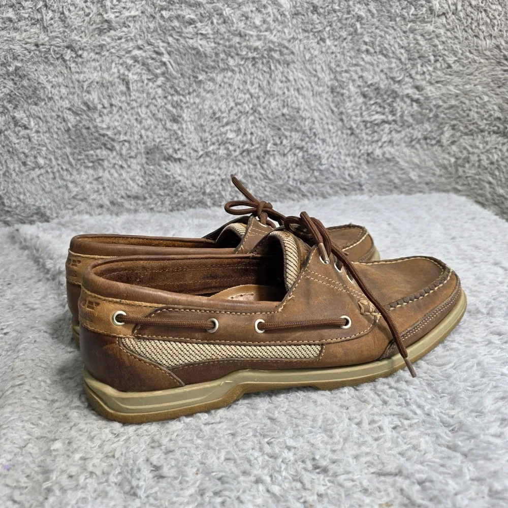 Sebago Docksides Boat Shoes Brown Leather Mesh Mens 8.5 M‎ B71141